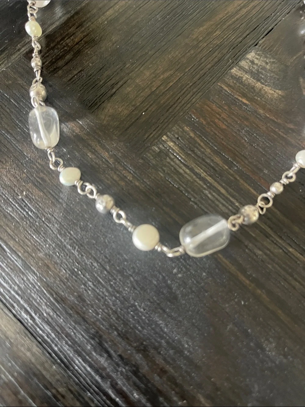 Silpada Sterling Crystal Bead Necklace - Clear/pearl
